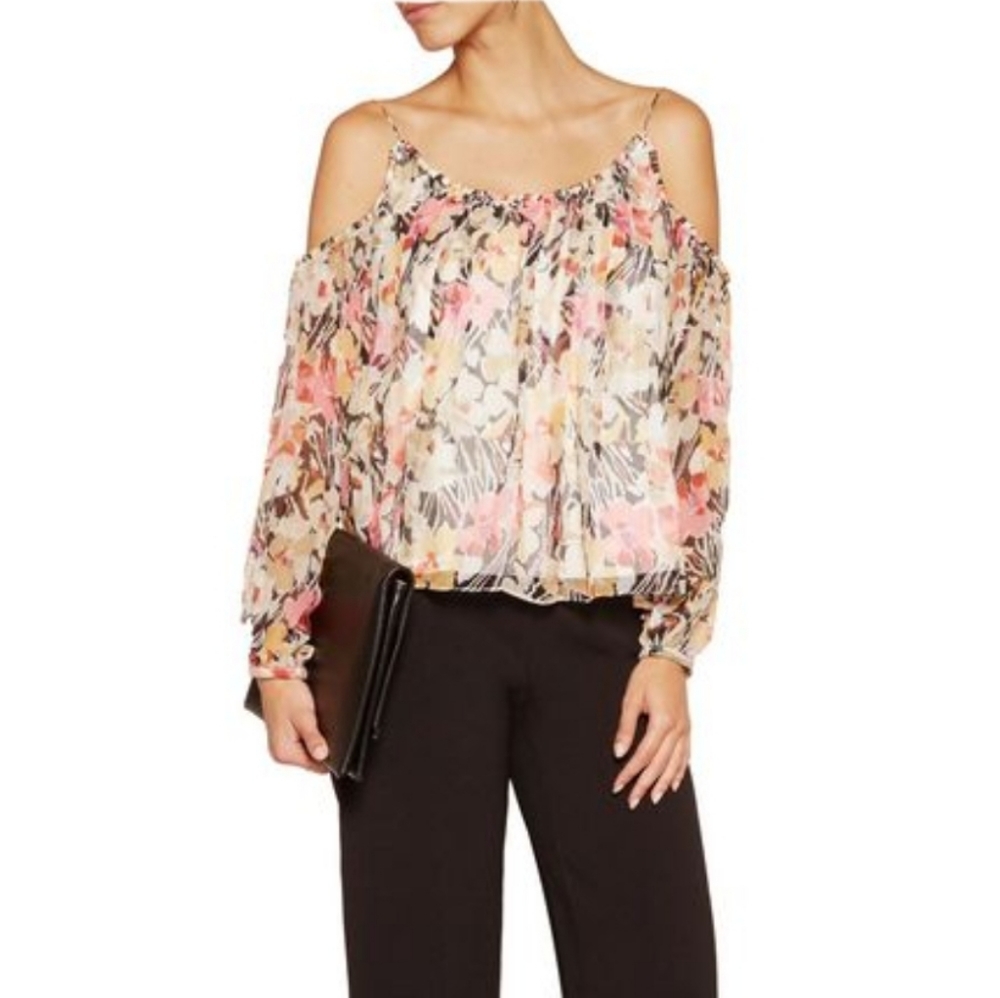 Elizabeth & James Marylin Cold Shoulder Silk Floral Top Size M Medium - Picture 5 of 11